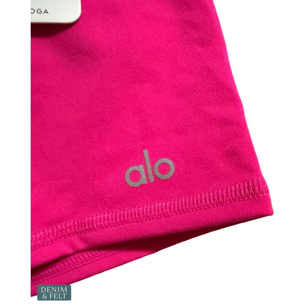 NEW Alo Yoga Airbrush High Waist Biker Shorts Neon Pink Sculpting Activewear XS - Picture 7 of 11